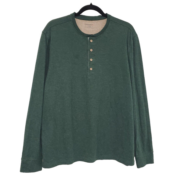 Untuckit Henley Shirt Men's XL Green Long Sleeve 50/50 Outdoor Casual Cabincore - Picture 1 of 7